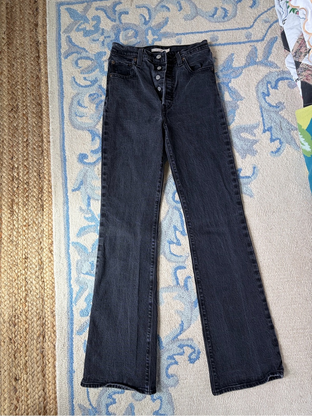 Levi's Black Boot-Cut Button-Fly Jeans